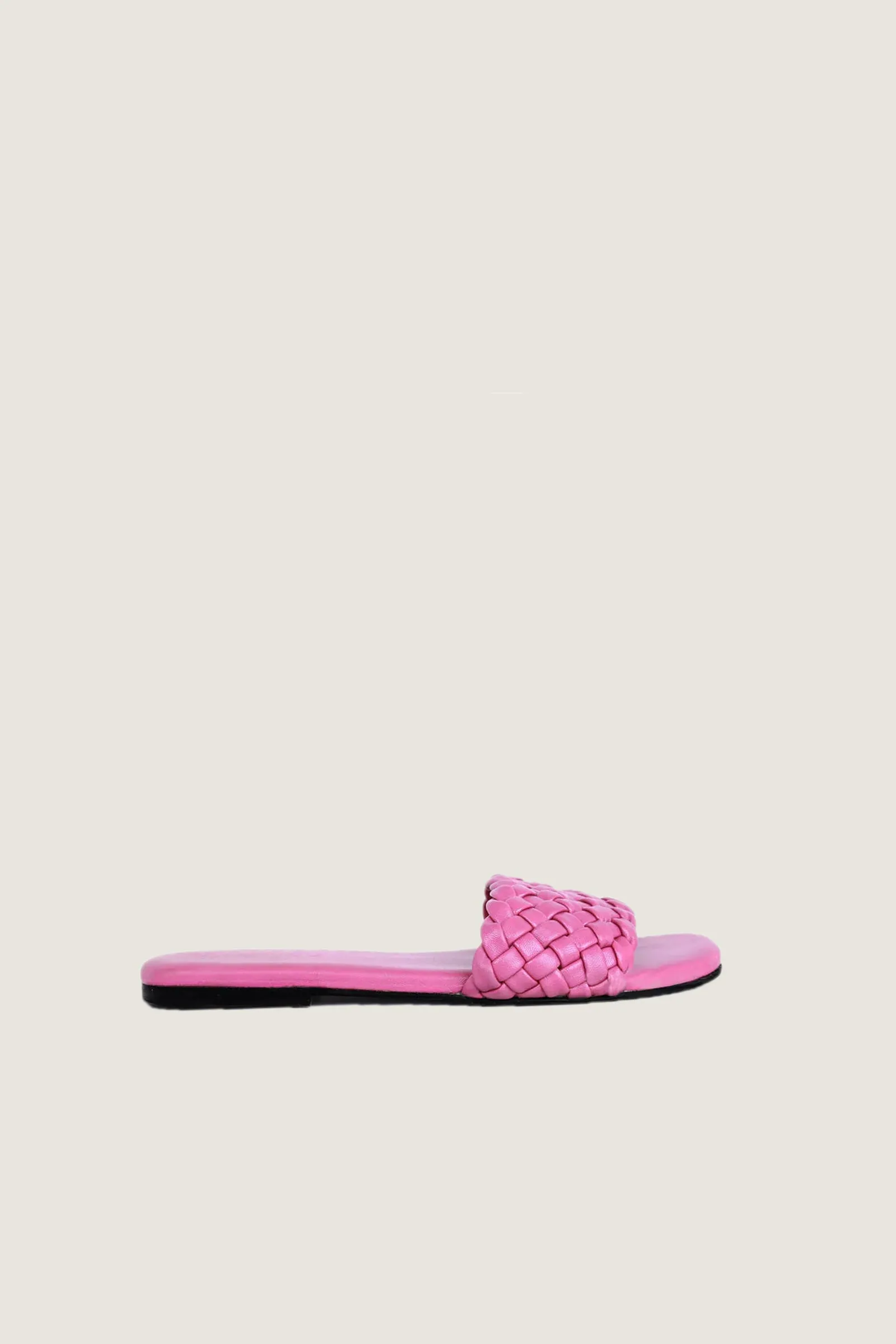 Novado - Leather Sandal with Woven Design - Fuchsia