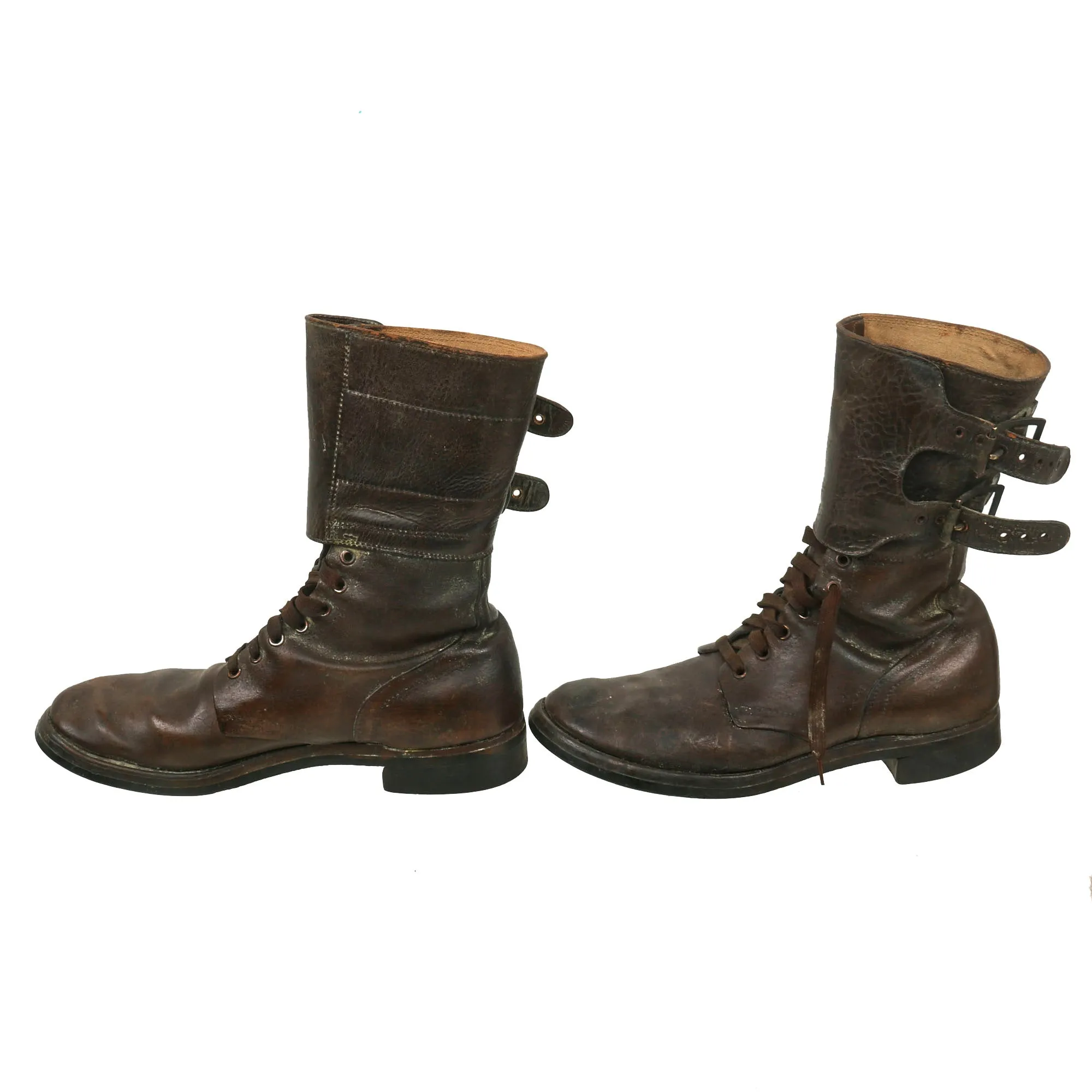 Original U.S. WWII / Korean War M-1943 Double Buckle Combat Service Boots by Endicott Johnson Corporation - Matched Size 8 ½