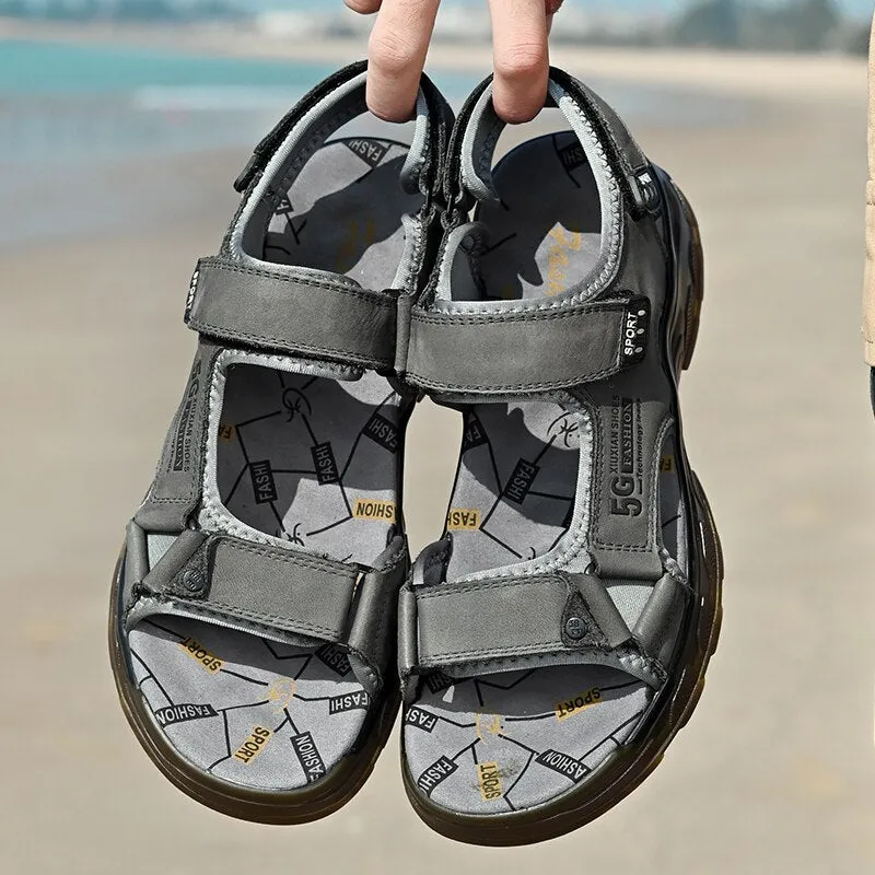 Outdoor Summer Genuine Leather Sandals Men Shoes Comfortable Sandal Male Sandalias Hiking Chaussure High Quality Shoes Men