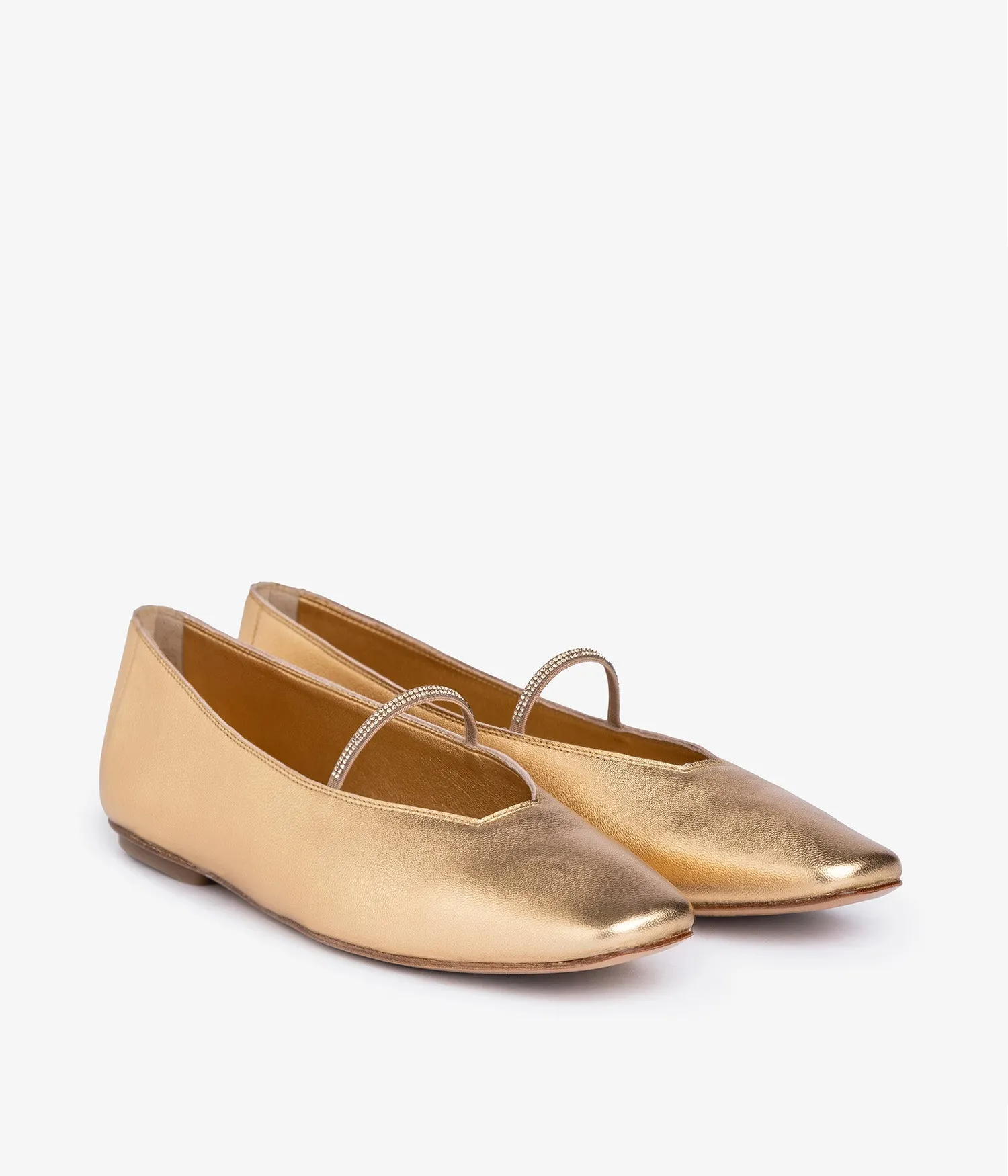 Pedro Garcia - Tila Metallic Leather Ballerina Flats in Gold