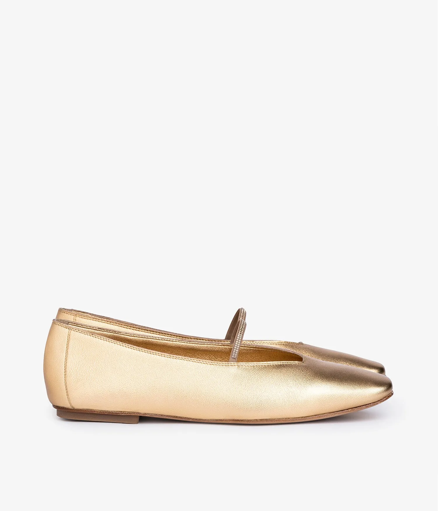 Pedro Garcia - Tila Metallic Leather Ballerina Flats in Gold