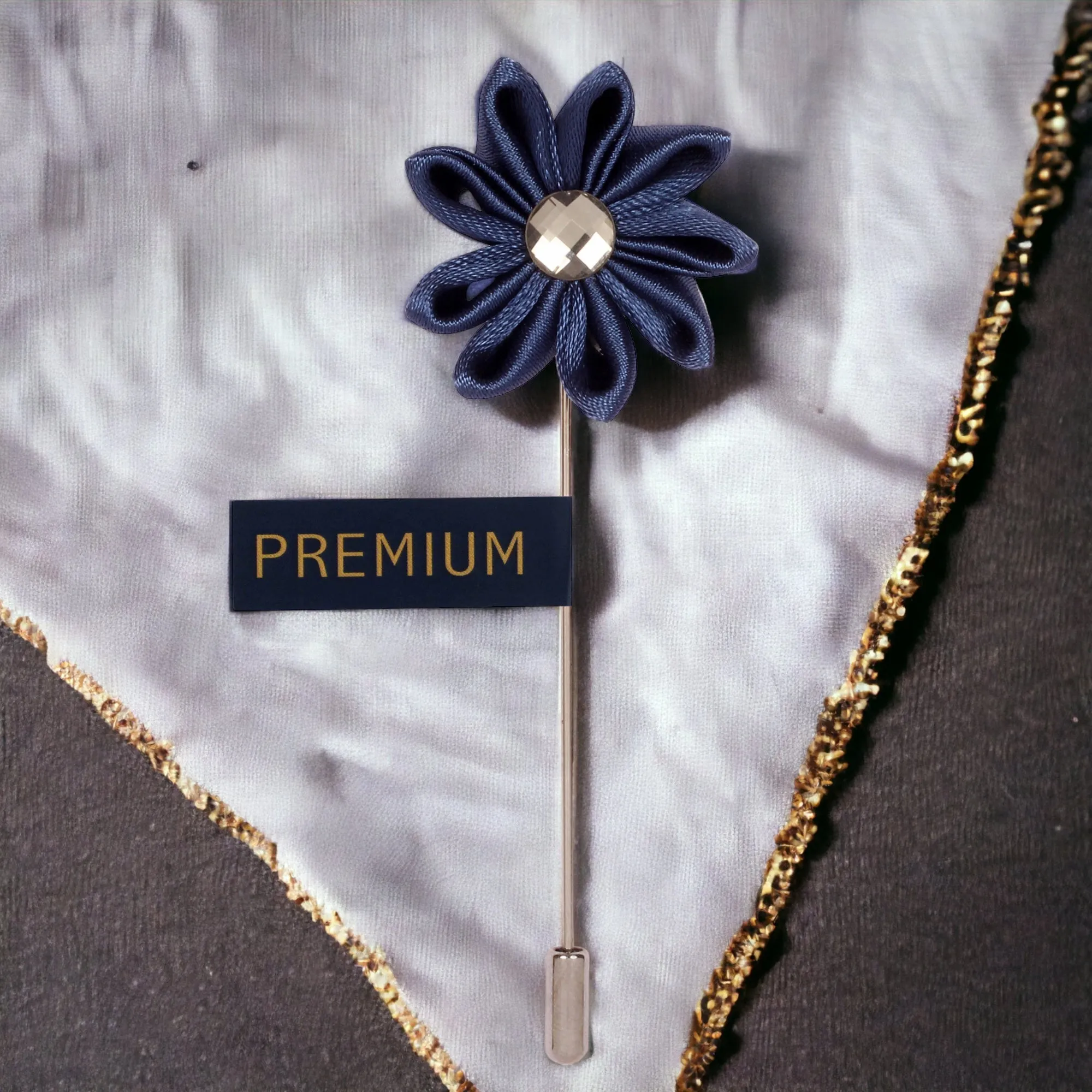 Peluche Glowing Petals Steel Blue Brooch Lapel Pin