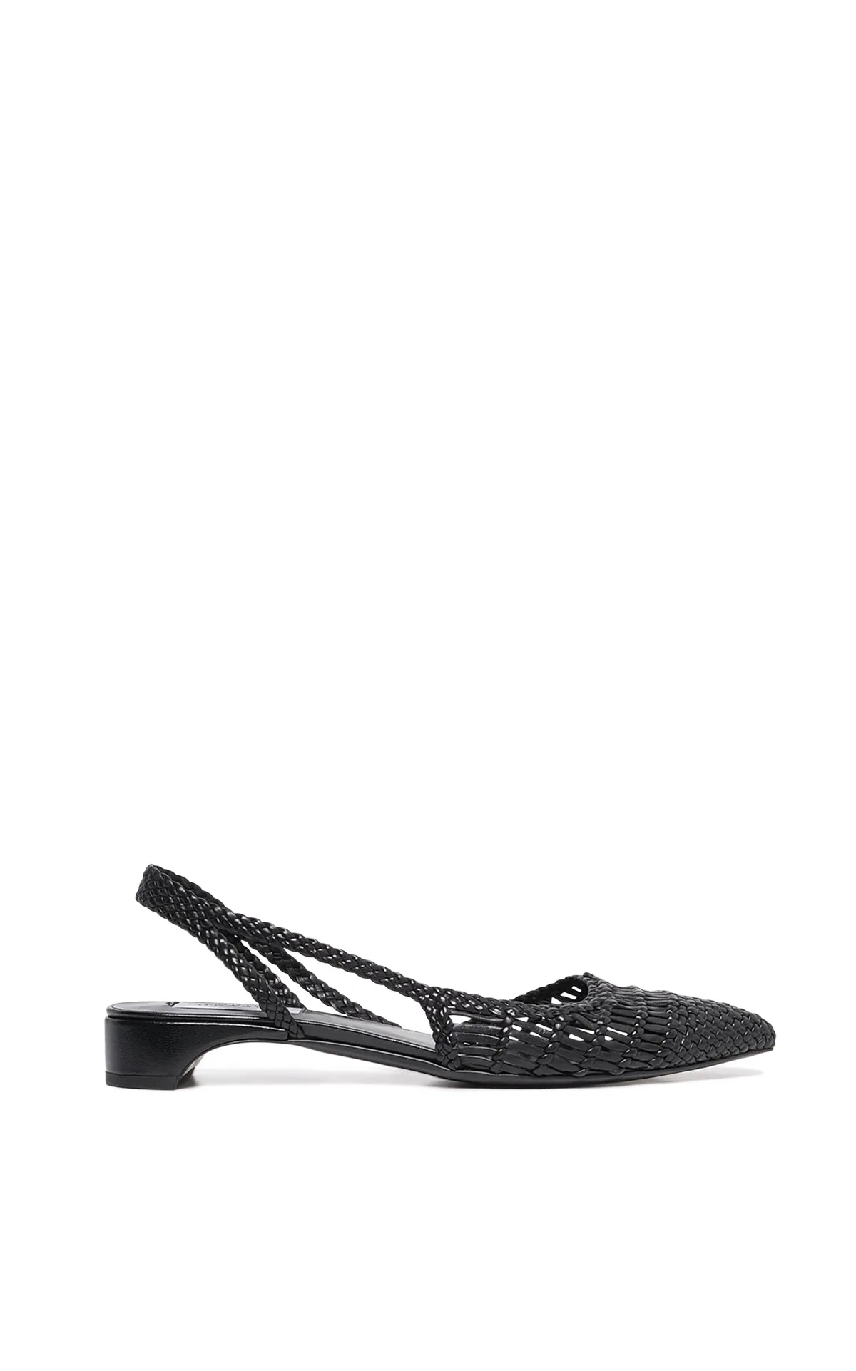 Perro Braided Slingback Shoe in Black Leather