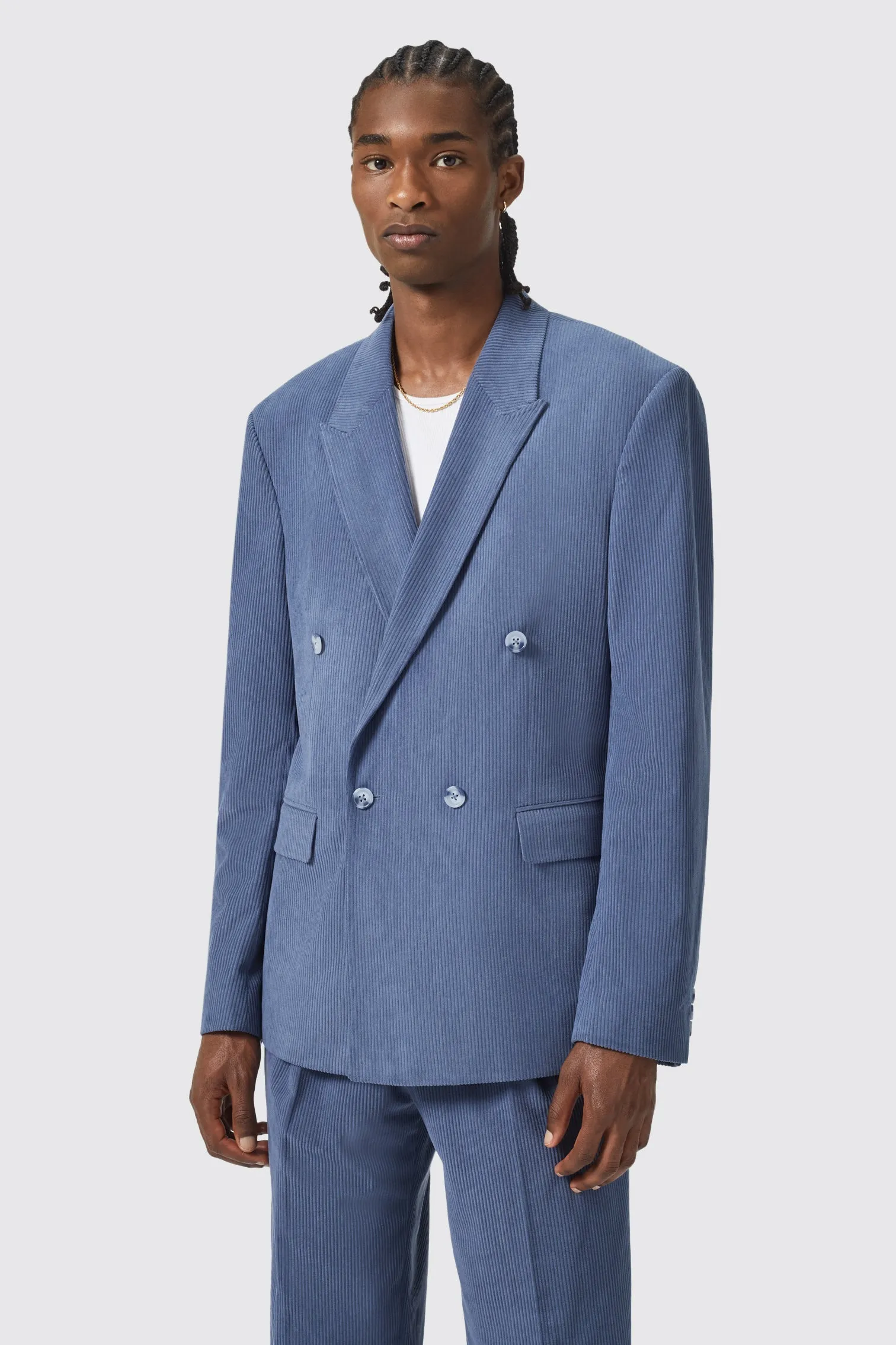 Pirlo Oversized Double Breasted Blue Corduroy Suit