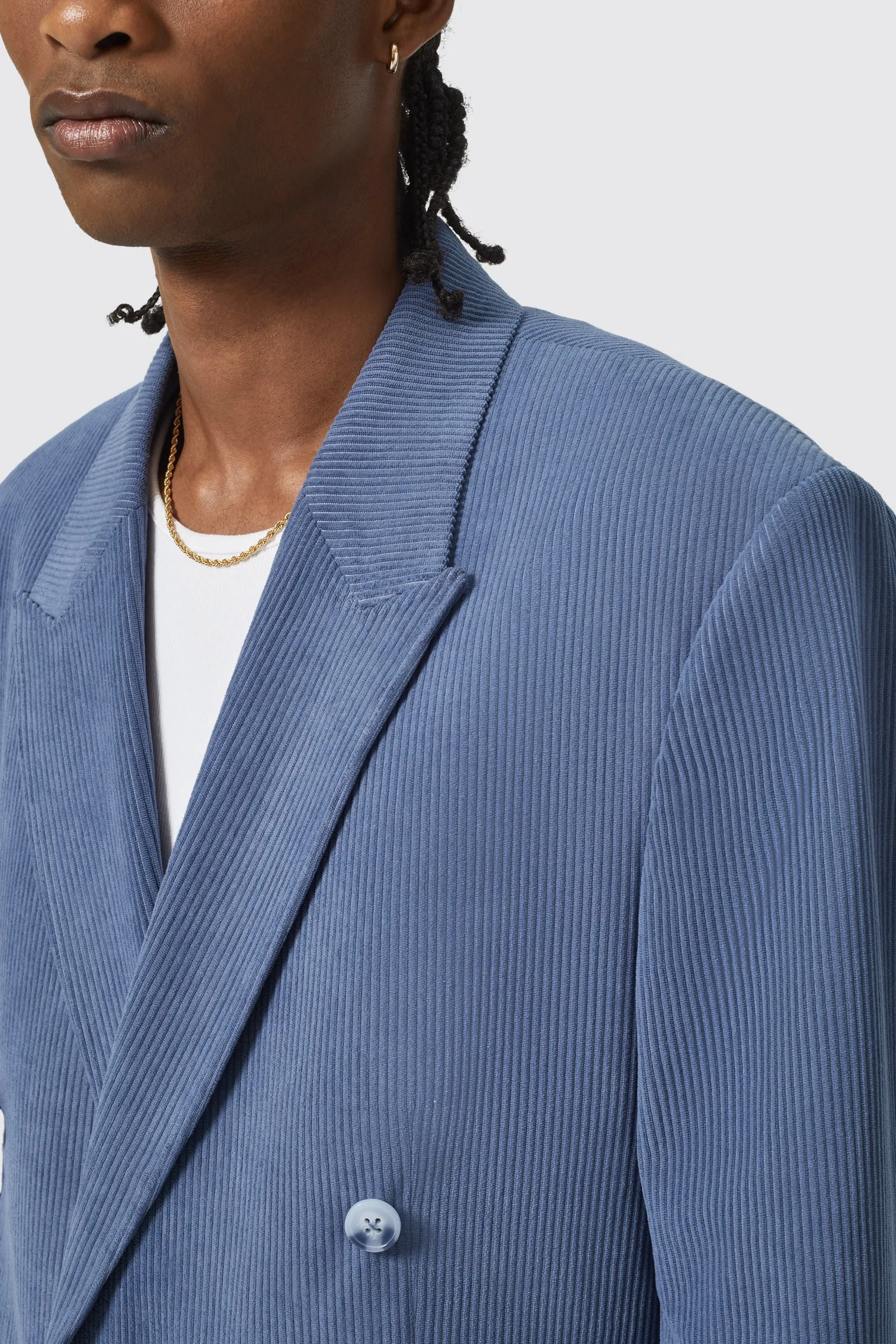 Pirlo Oversized Double Breasted Blue Corduroy Suit