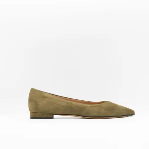 Point-Toe Ballerina Khaki Suede