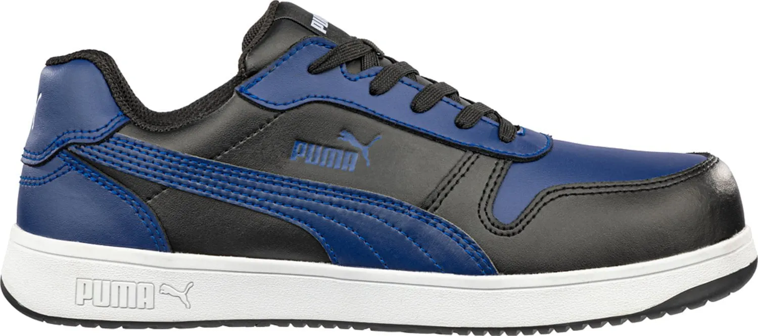 Puma Safety Mens Frontcourt Low ASTM SD Blue/Black Leather Work Shoes