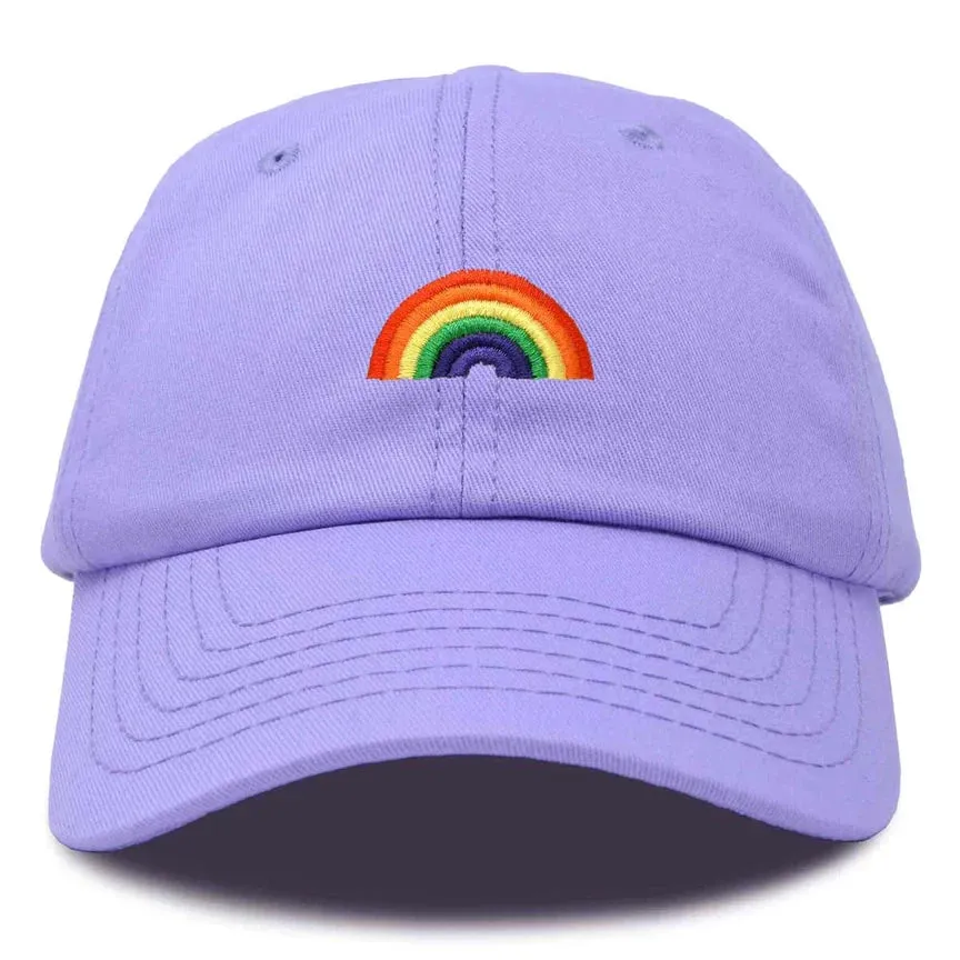 Rainbow Embroidered Ball Cap Lavender