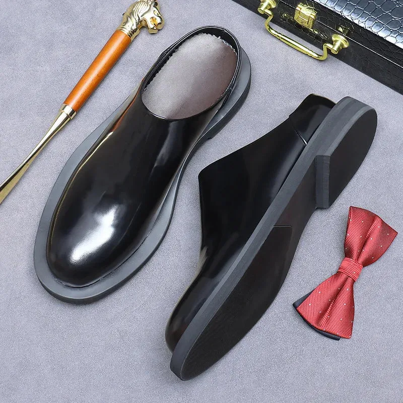 Retro Shiny Slip-On Genuine Leather Shoes