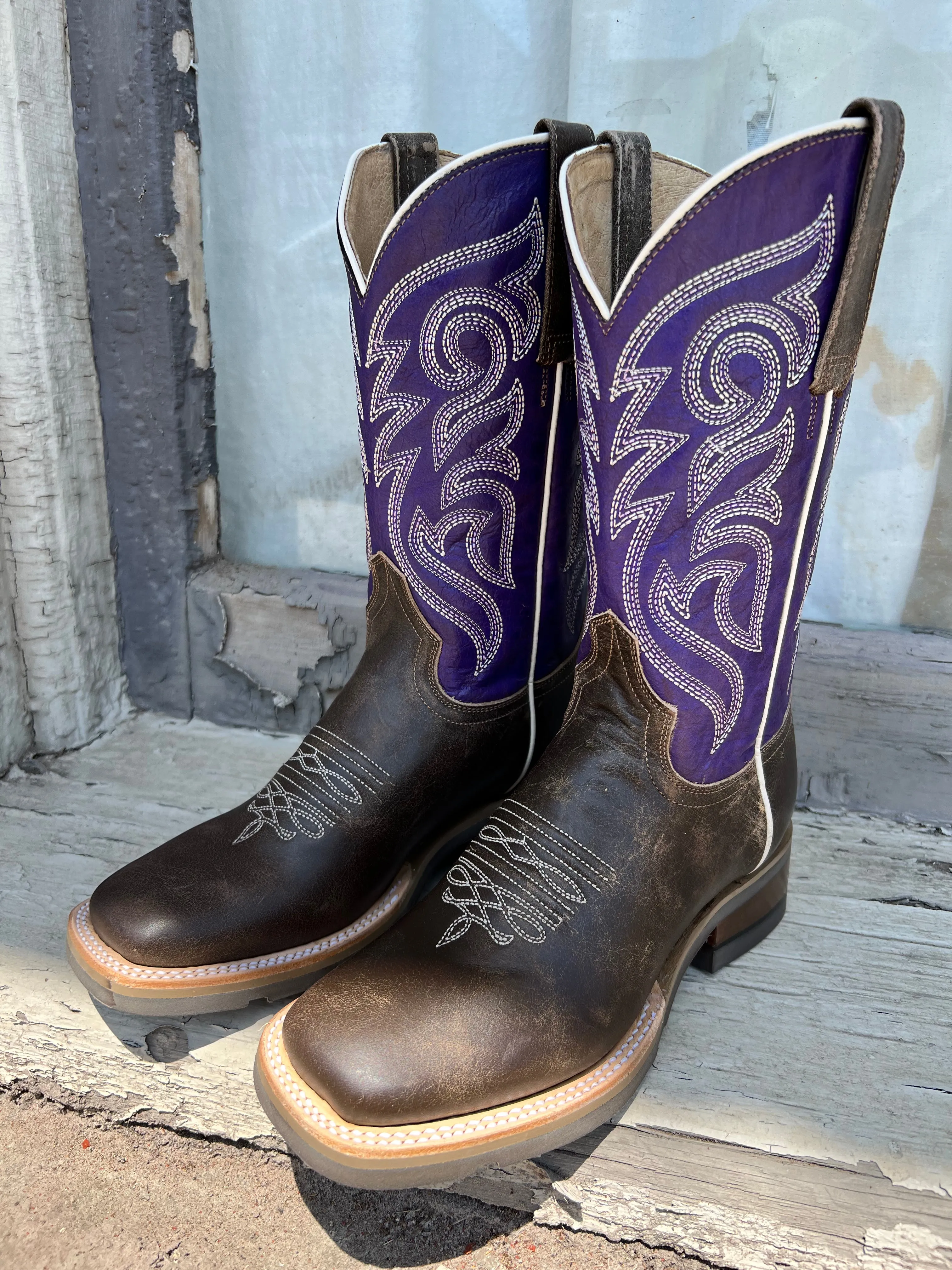 Roper Women's Brown & Purple Square Toe Cowgirl Boots 9991-0035