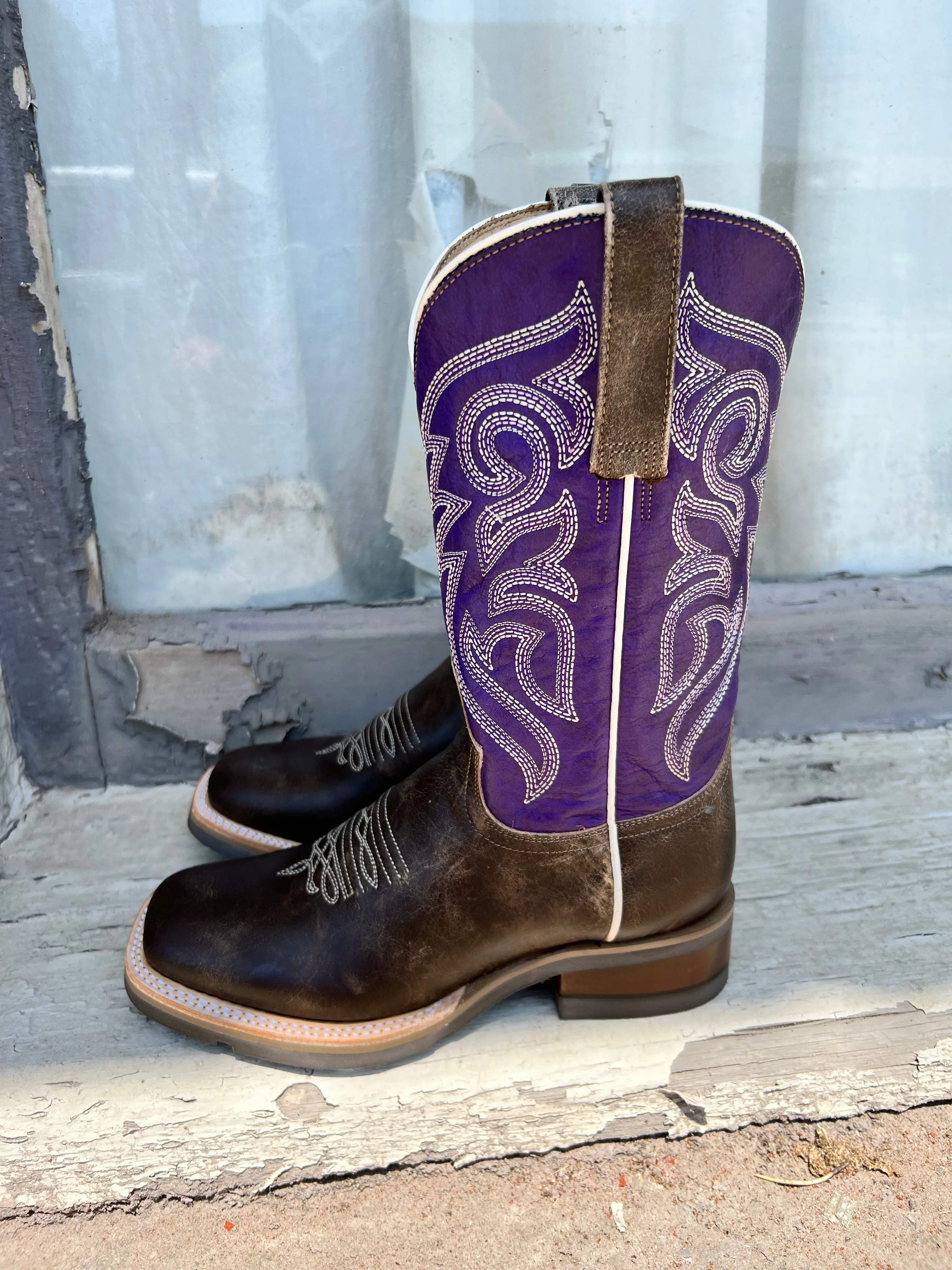 Roper Women's Brown & Purple Square Toe Cowgirl Boots 9991-0035