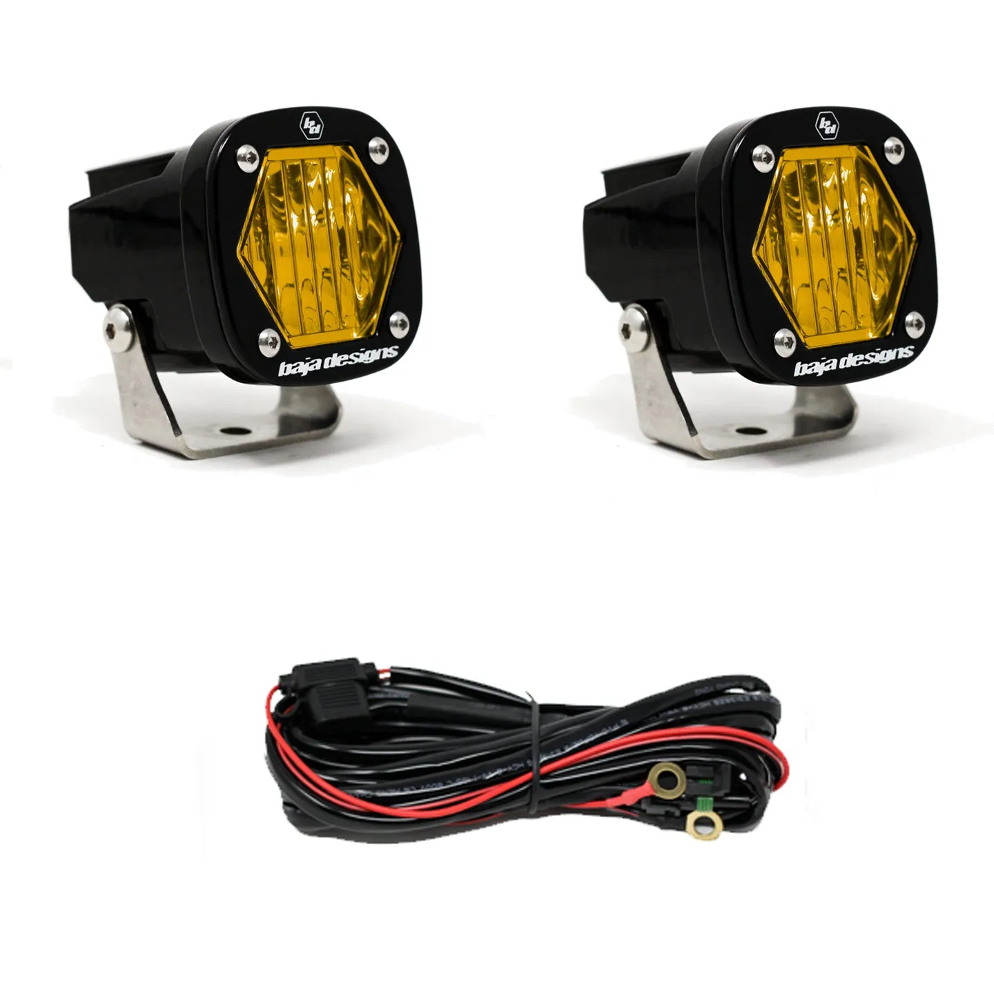 S1 Baja Amber Wide Cornering LED Light with Mounting Bracket Pair Baja Designs