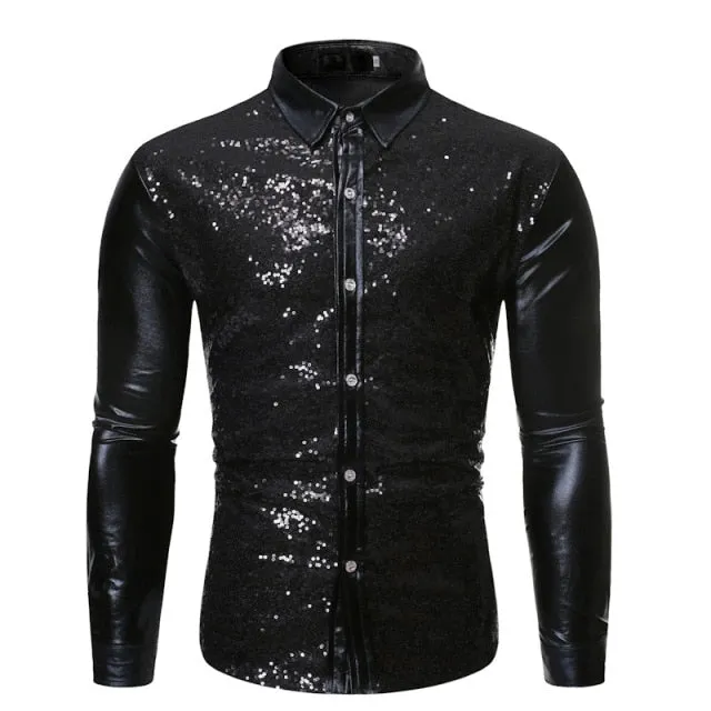 Shiny Sequin Glitter Plaid Tuxedo Men Blazer