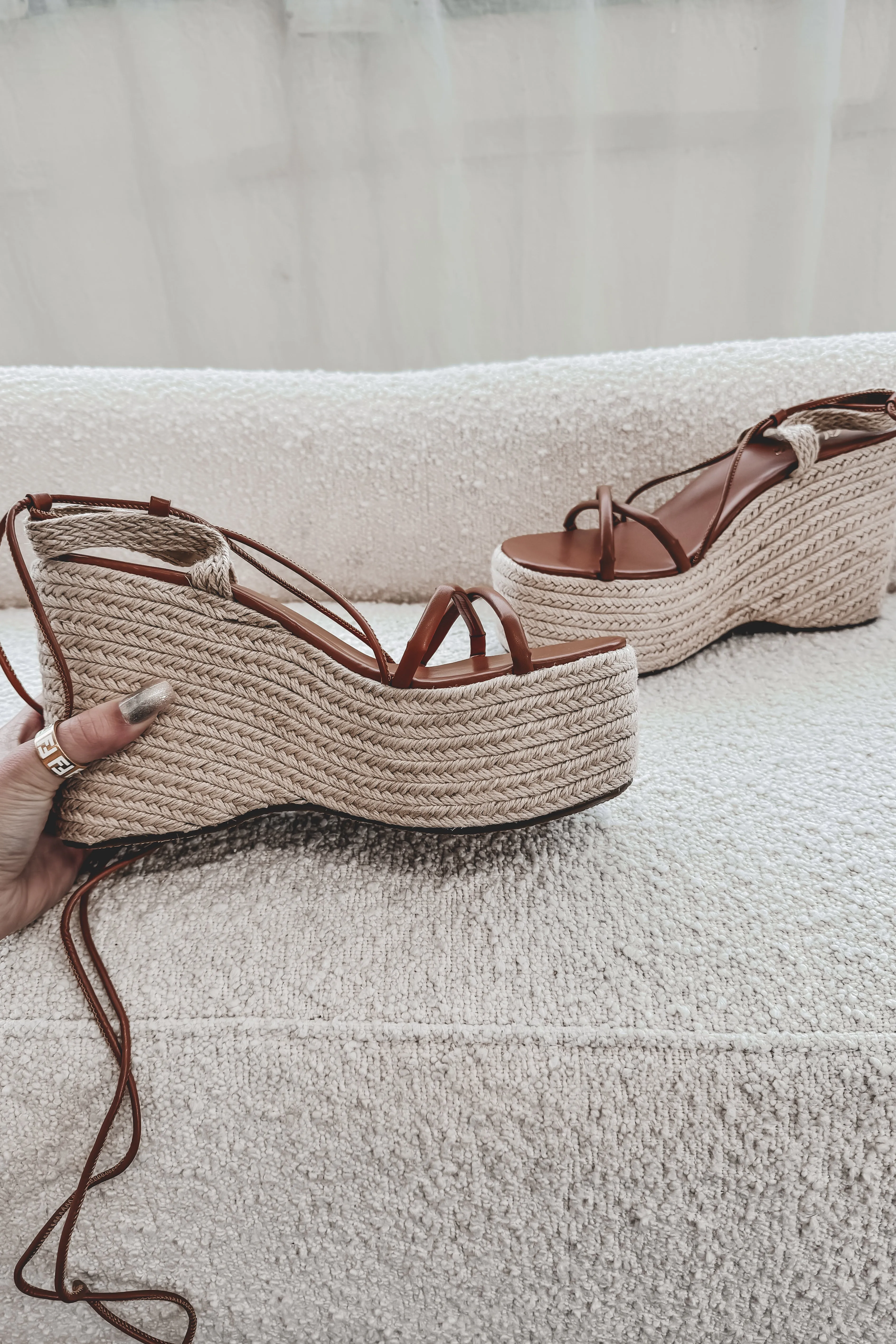 Some Time In The Sun Wedge Lace Up Sandal