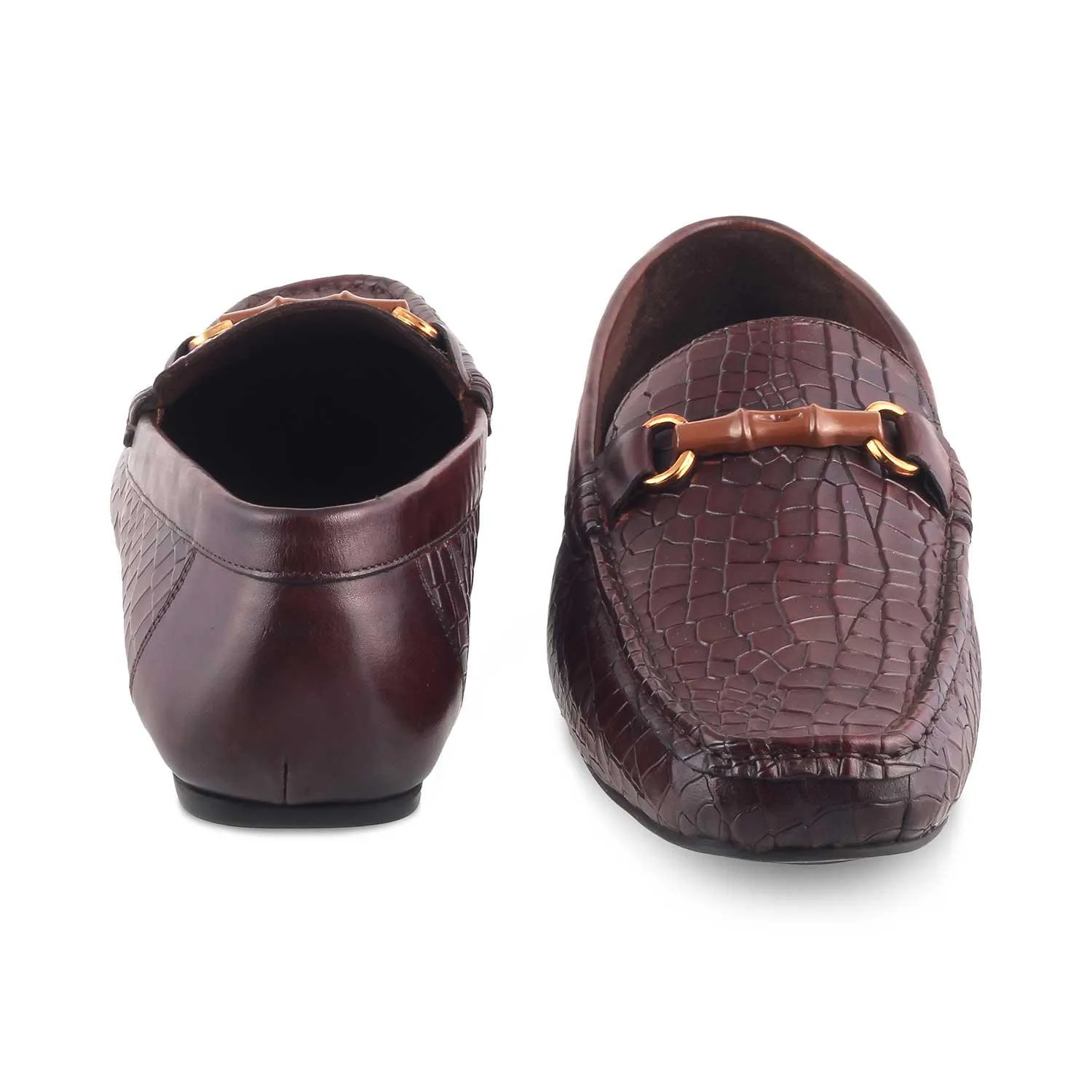 The Croter Brown Men's Textured Leather Loafers Tresmode