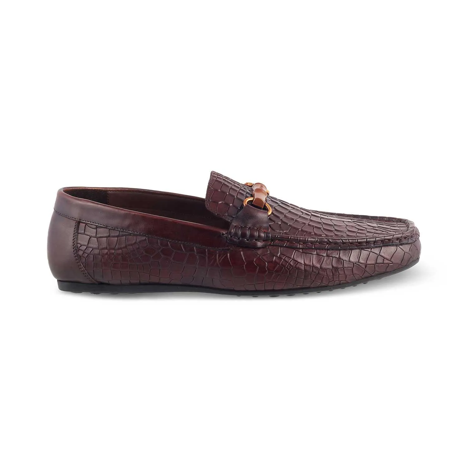 The Croter Brown Men's Textured Leather Loafers Tresmode