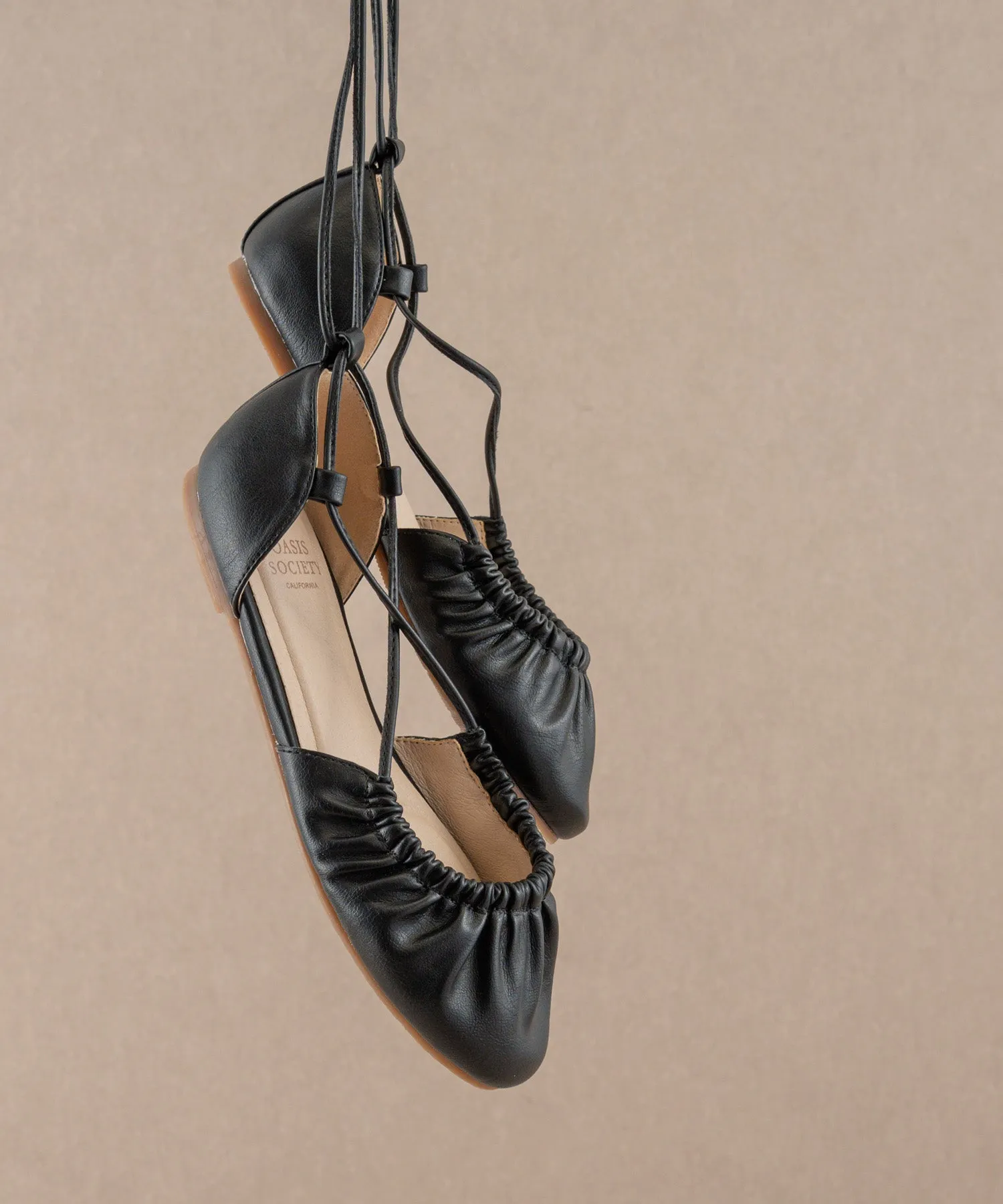 The Laney | Black Lace Up Ballet Flat