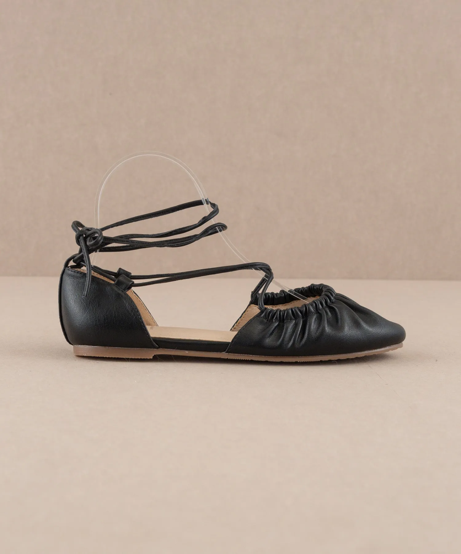 The Laney | Black Lace Up Ballet Flat