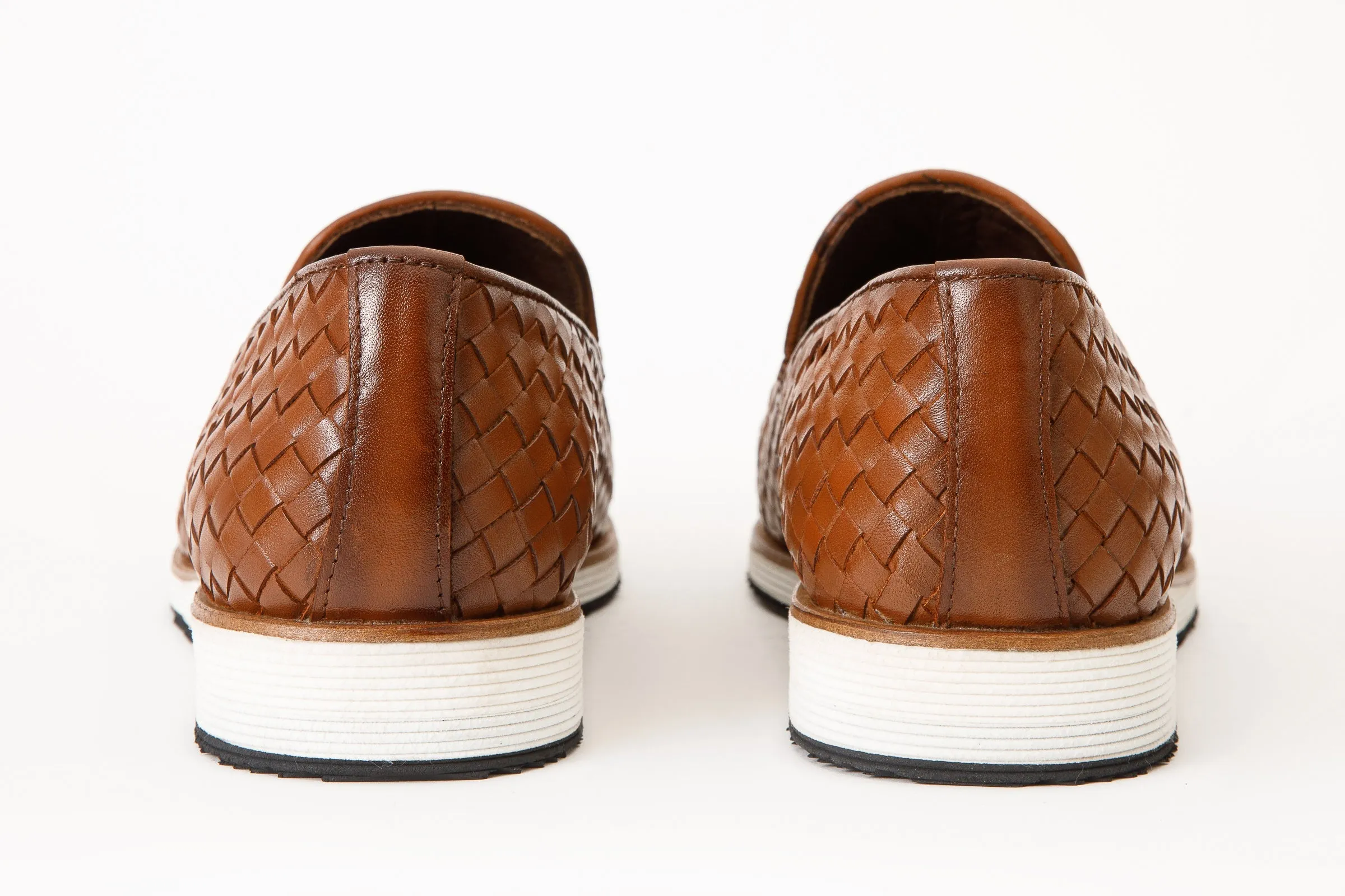 The Ostrava Tan Leather Woven Slip-on Loafer Men Shoe Final Sale!