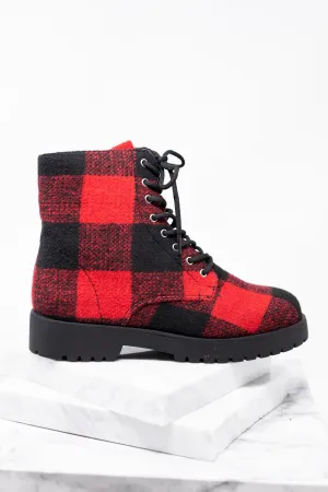 Through The Woods Red Buffalo Plaid Boots