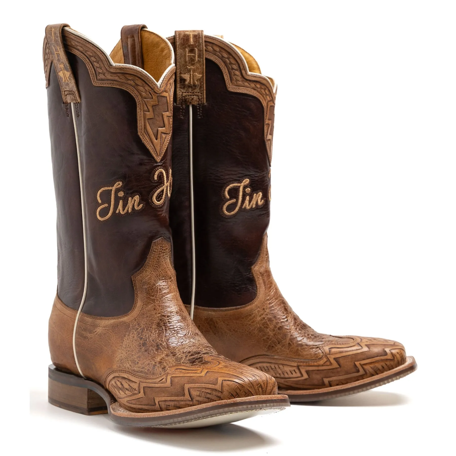 Tin Haul Men's Lightning Fast Tooled Leather Bullrider Sole