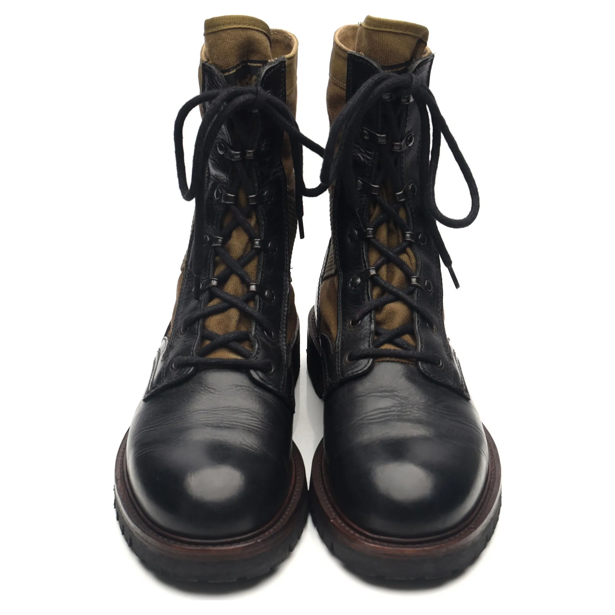 'Trooper' Black Leather Combat Boots UK 10