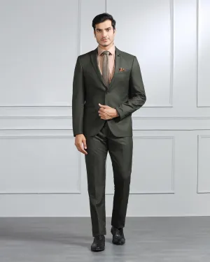 Two Piece Dark Green Textured Formal Suit - Valcon