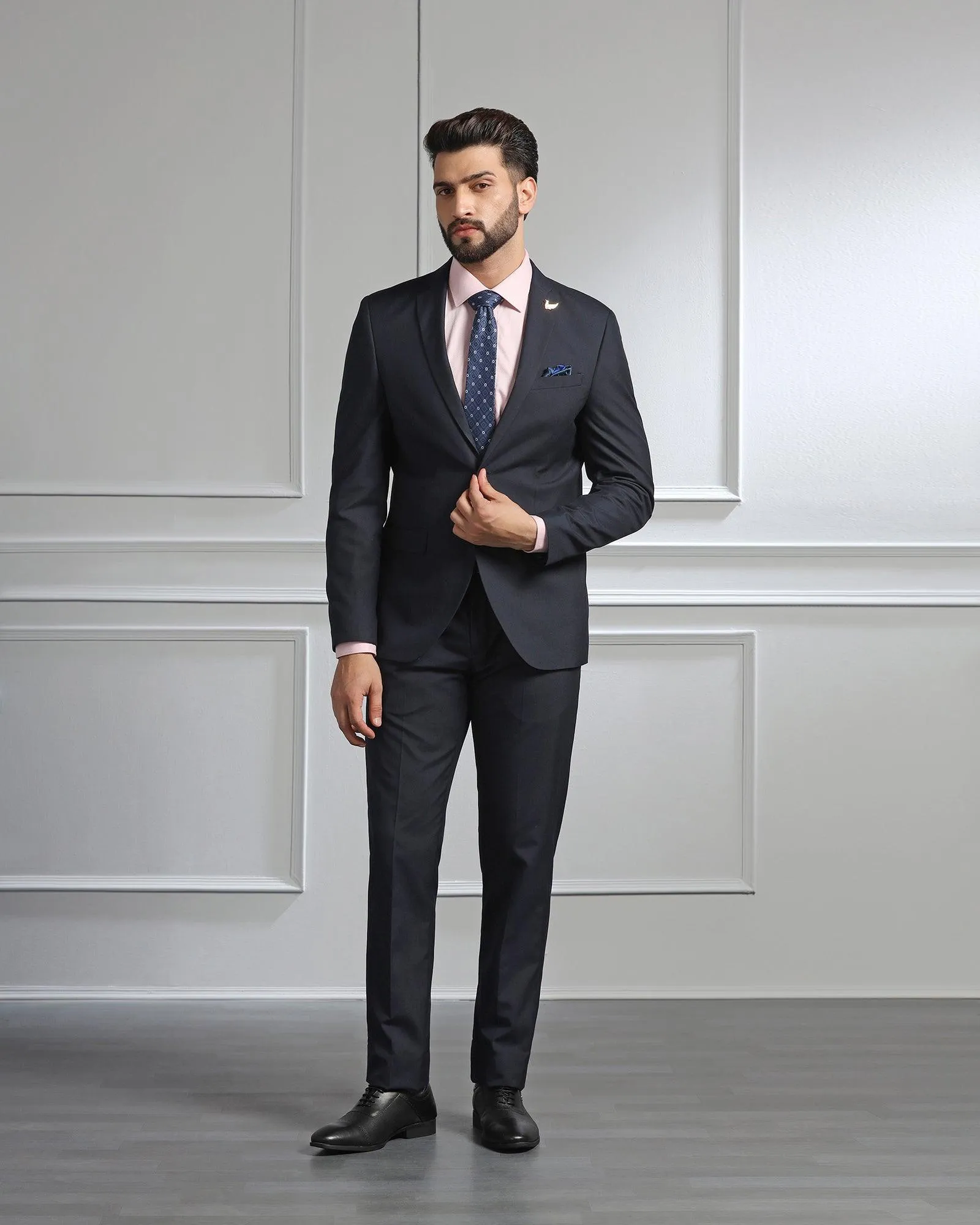 Two Piece Navy Solid Formal Suit - Dorris