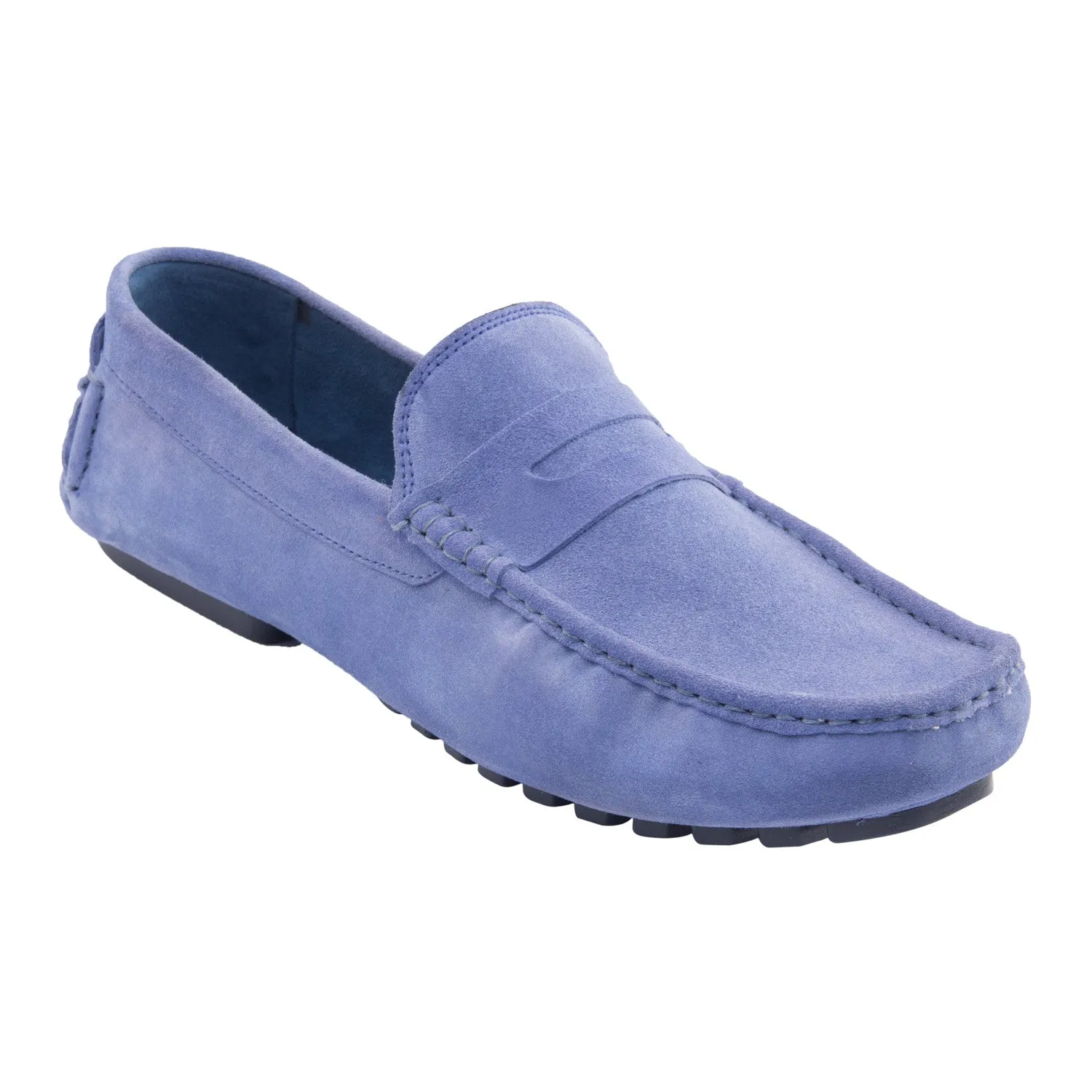 Vardhra Men 100% Genuine Suede Leather - Driving Shoes/ Loafers - Sky Blue