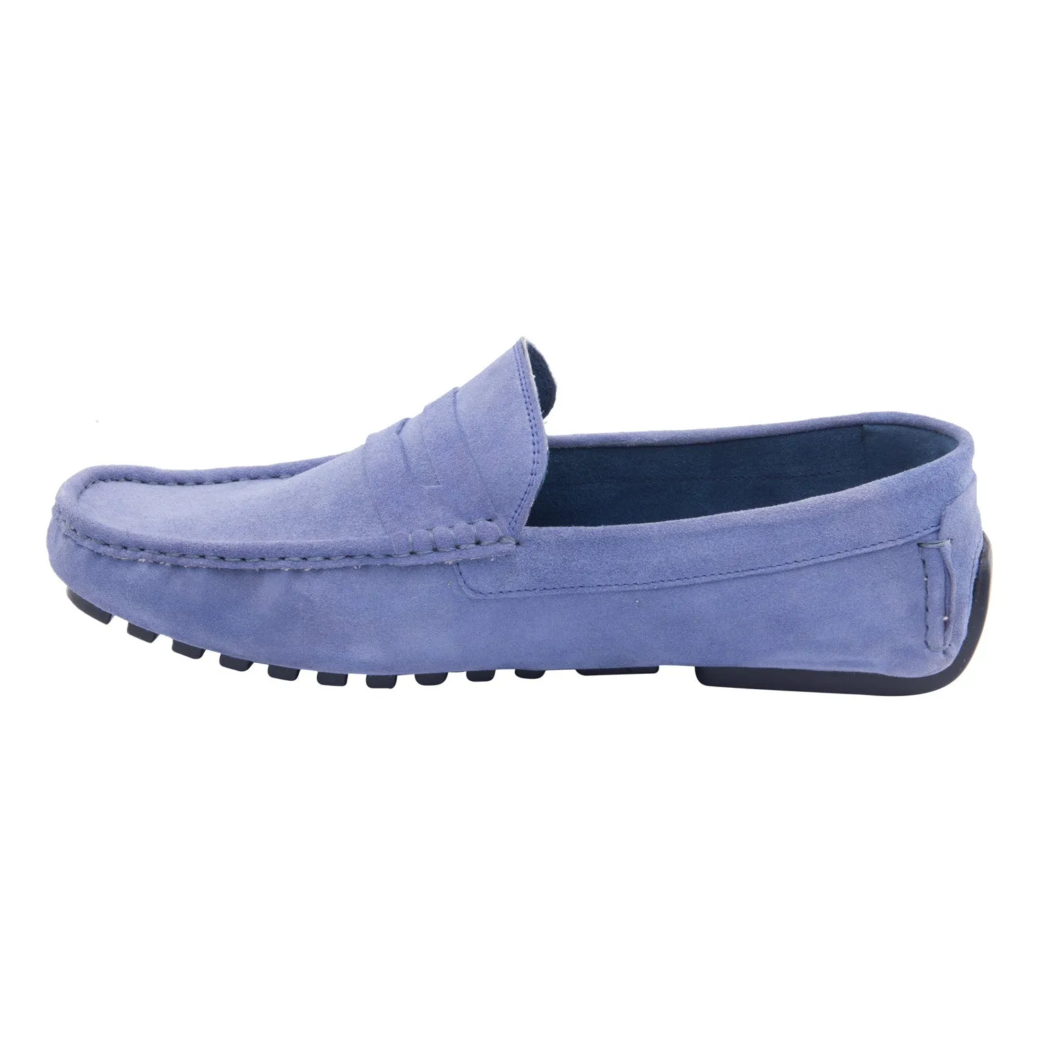 Vardhra Men 100% Genuine Suede Leather - Driving Shoes/ Loafers - Sky Blue