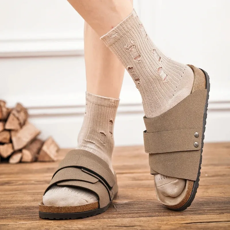 Vintage Suede Solid Slip-On Sandals