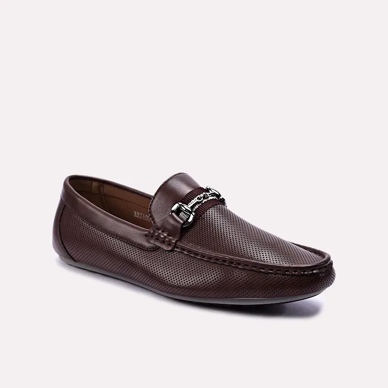 Wallace Brown Perforated Horsebit Loafers 0130857