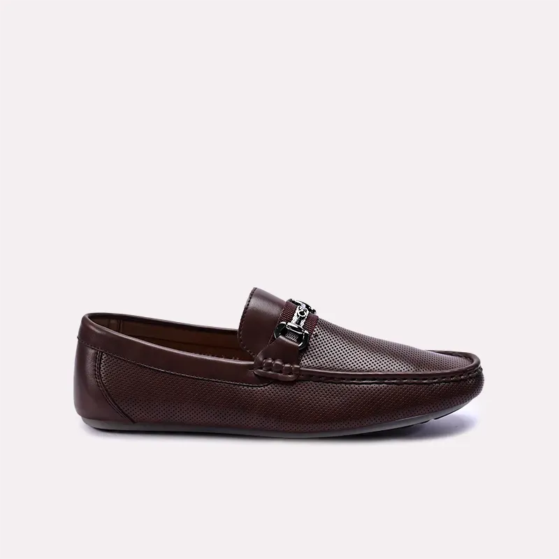 Wallace Brown Perforated Horsebit Loafers 0130857