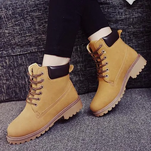 Women winter fall couples short lace up chunky platform boots