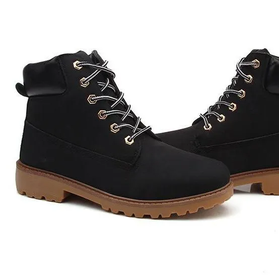 Women winter fall couples short lace up chunky platform boots