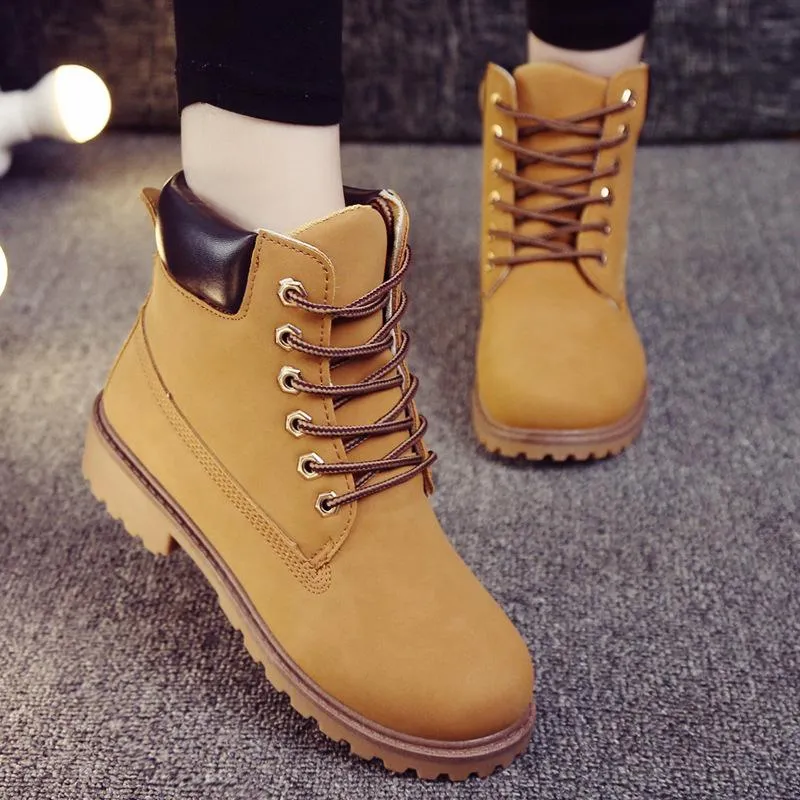 Women winter fall couples short lace up chunky platform boots