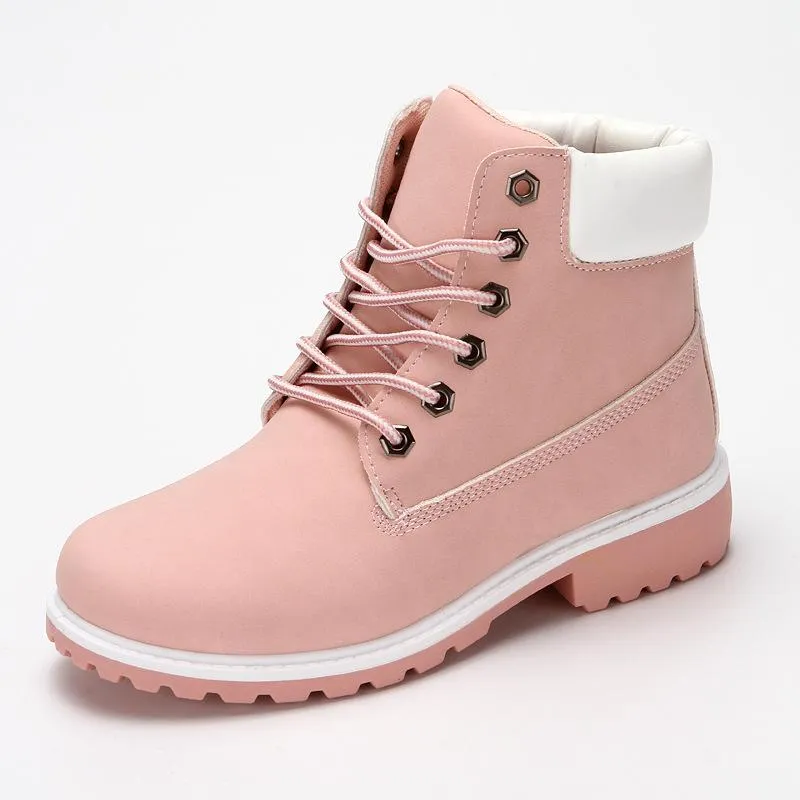 Women winter fall couples short lace up chunky platform boots